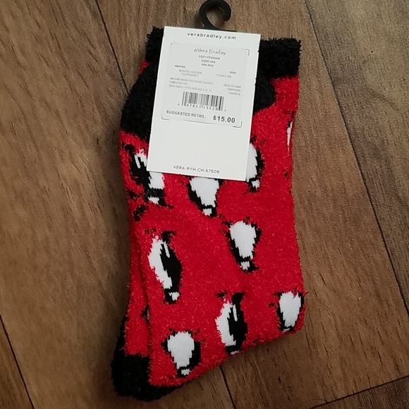 Vera Bradley Accessories Vera Bradley Cozy Penguin Socks Red Fuzzy